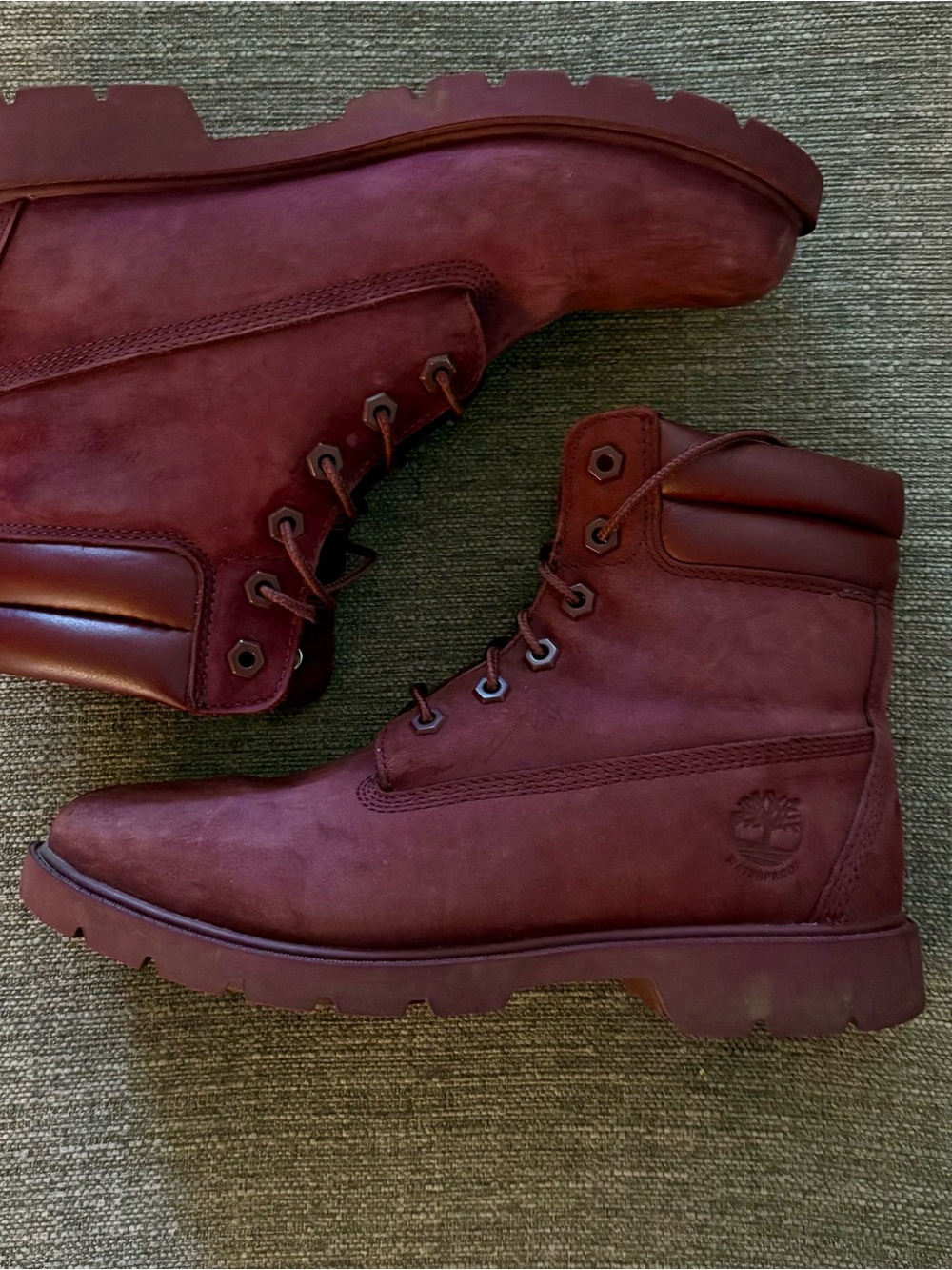 Timberland Burgundy Nubuck 6-Inch Work Boot Size 8 - New without Tags
